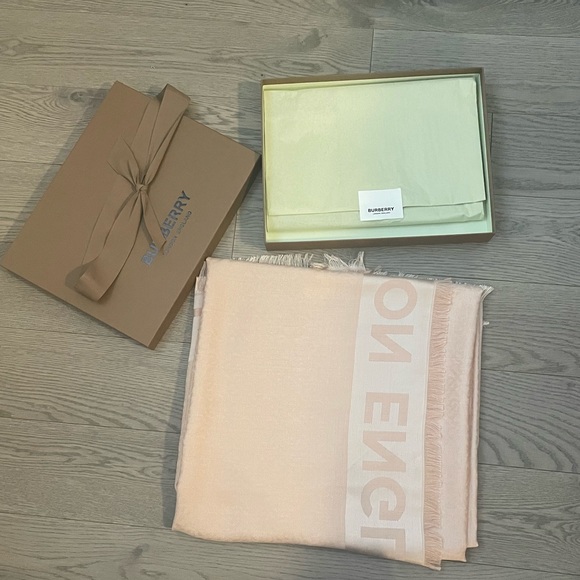 Authentic Burberry Monogram Silk Wool Large Square Scarf - Picture 9 of 14